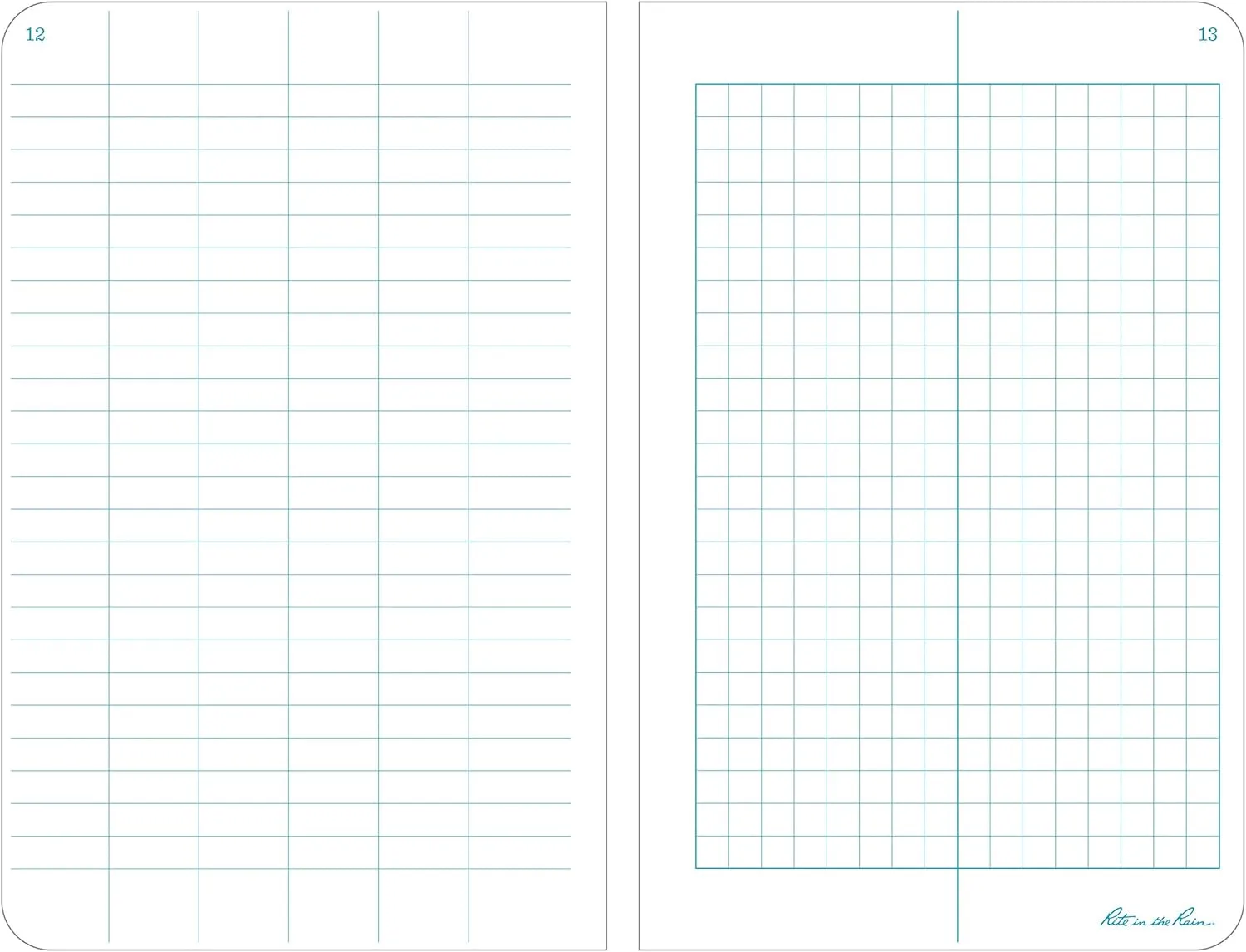 Rite in the Rain Weatherproof Hard Cover Notebook, 4 3/4" x 7 1/2", Yellow Cover, Field Pattern (No. 350F)