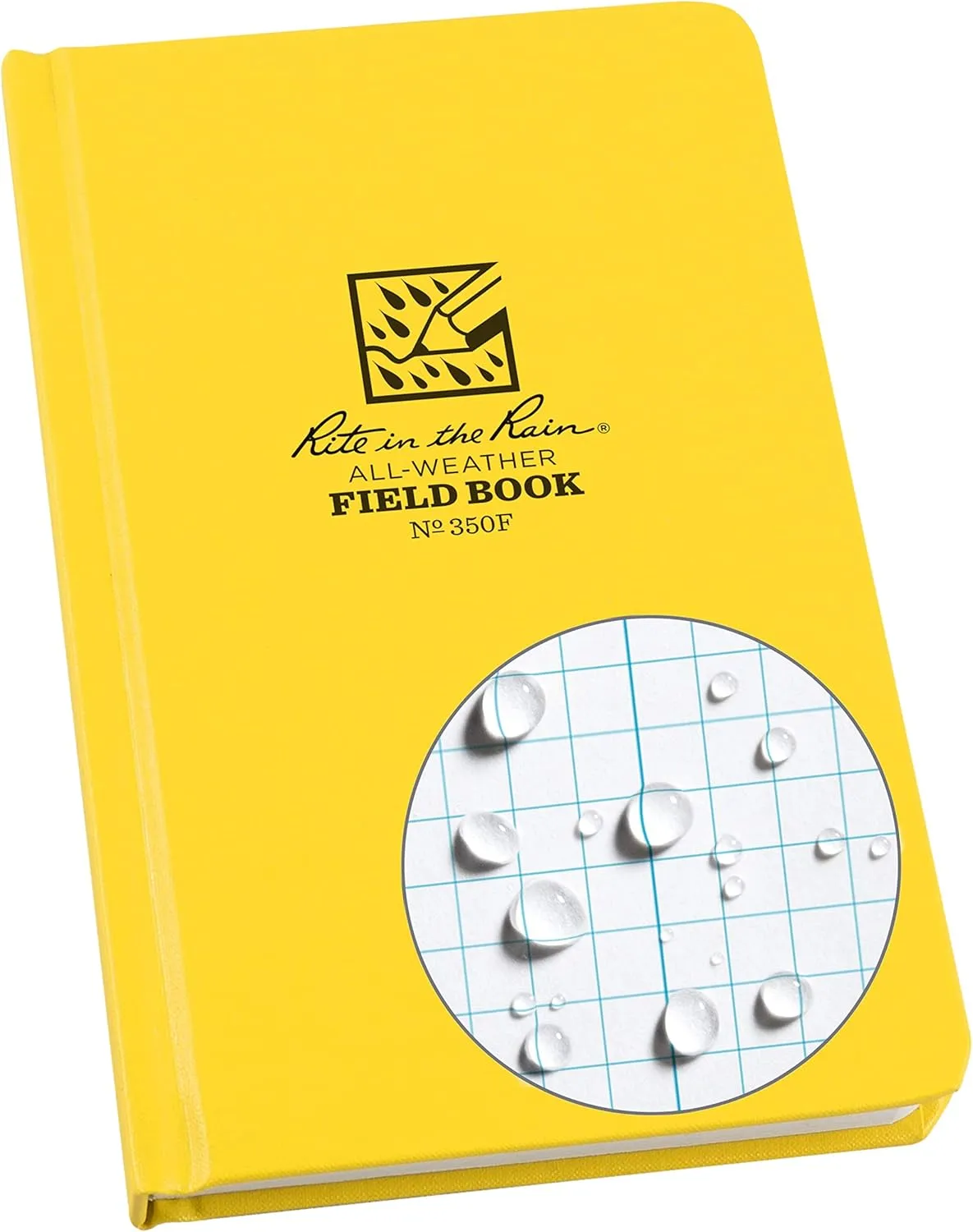 Rite in the Rain Weatherproof Hard Cover Notebook, 4 3/4" x 7 1/2", Yellow Cover, Field Pattern (No. 350F)