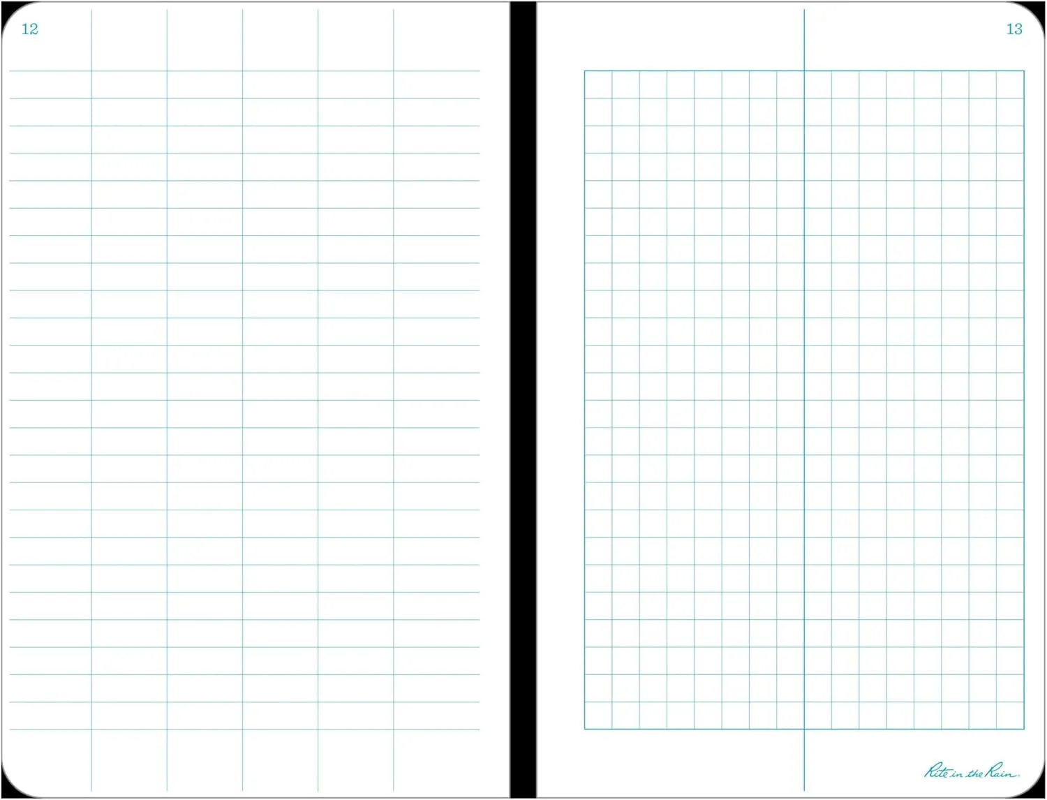 Rite in the Rain Weatherproof Hard Cover Notebook, 4 3/4" x 7 1/2", Yellow Cover, Field Pattern (No. 350F)