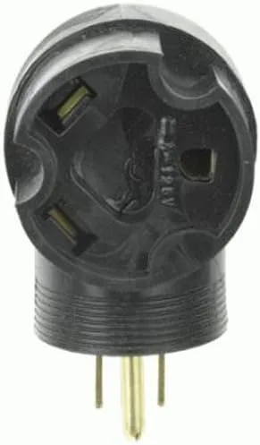 Road Power 95247508 15 to 30-Amp Right Angle RV Adapter; Black