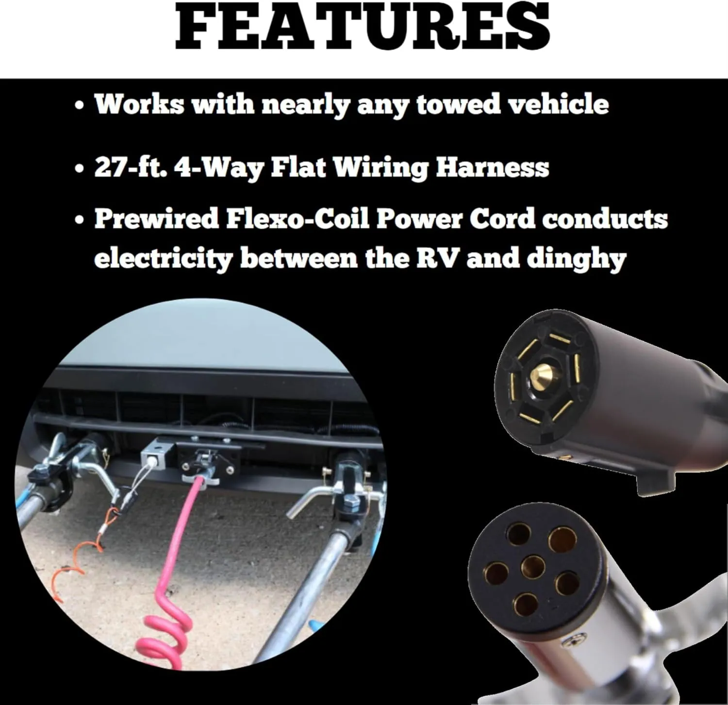 Roadmaster 15267 All-in-One Towed Vehicle Wiring Kit with 7-to-6 Flexo-Coil Power Cord