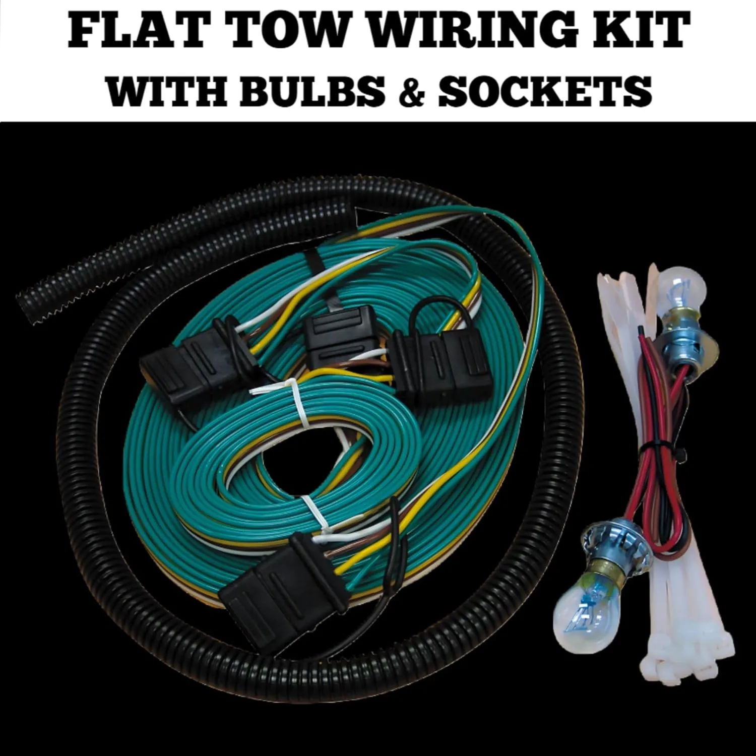 Roadmaster 155 Universal Taillight Wiring Kit for Towed Vehicles | Sockets fit 1” Diameter Hole | Needs Sufficient Depth to Accommodate Bulbs | Meets Legal Requirements for Towed Vehicle Lighting