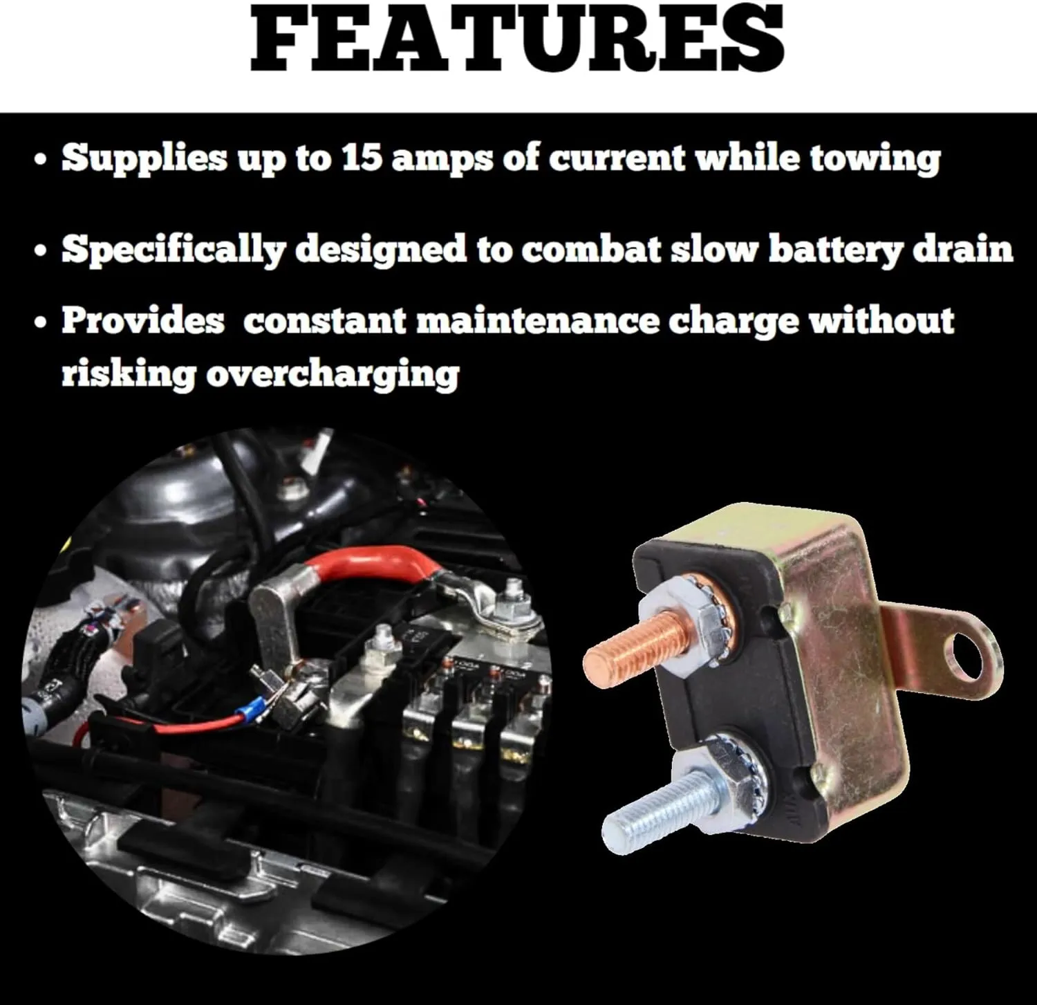 Roadmaster 156-25 Towed Car Charge Line Kit | Provides Efficient Battery Maintenance | Universal Compatibility | Self-Resetting Thermal Circuit Breaker