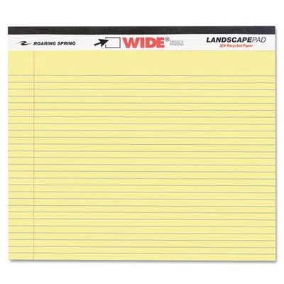Roaring Spring Wide College Ruled Landscape Legal Pad, 11in x 9.5in, 40 Sheets, Canary - 74501