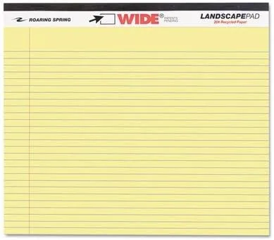 Roaring Spring Wide College Ruled Landscape Legal Pad, 11in x 9.5in, 40 Sheets, Canary - 74501