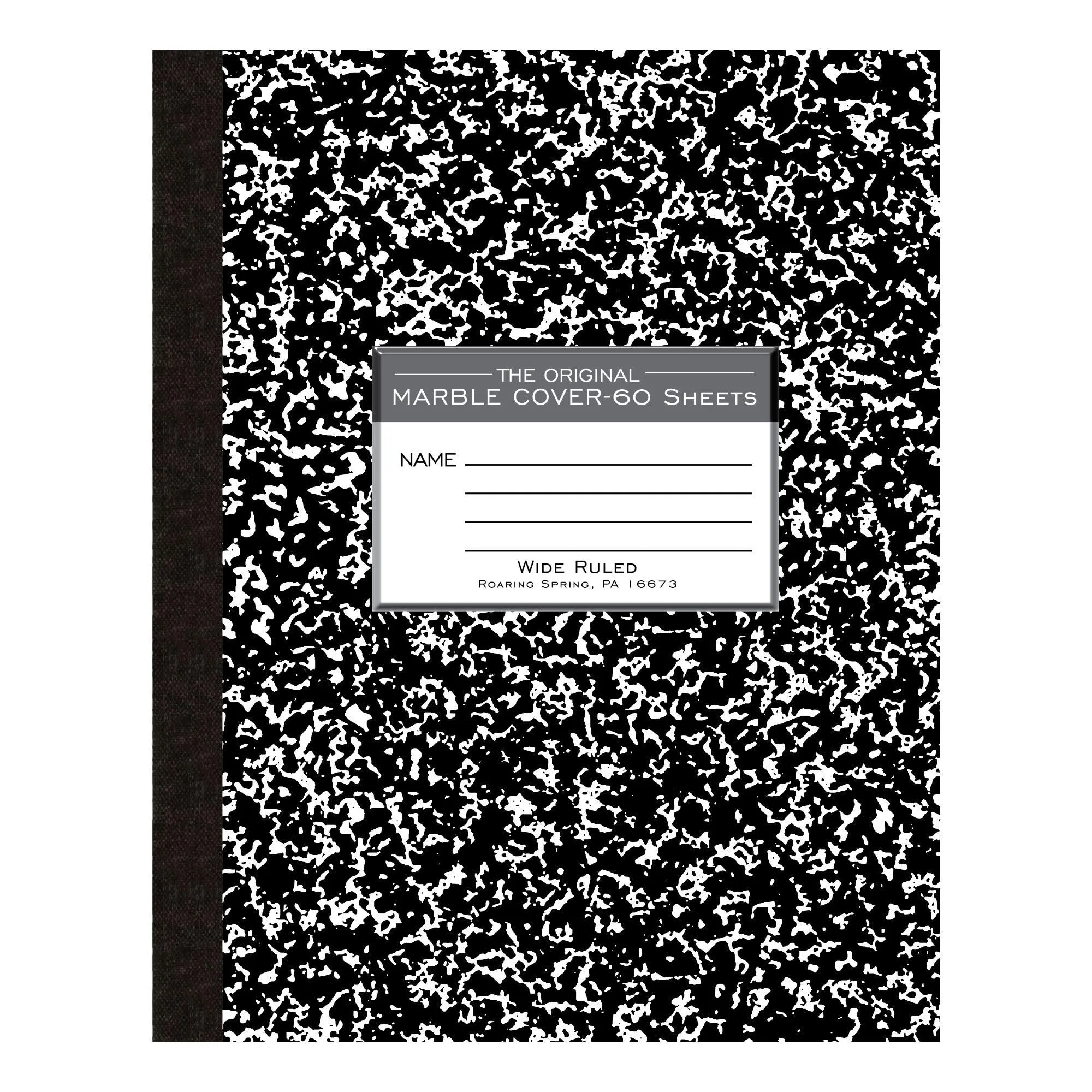 Roaring Spring Marble Cover Composition Book, Wide/Legal Rule, Black Marble, 10 x 8 inches, 60 Sheets