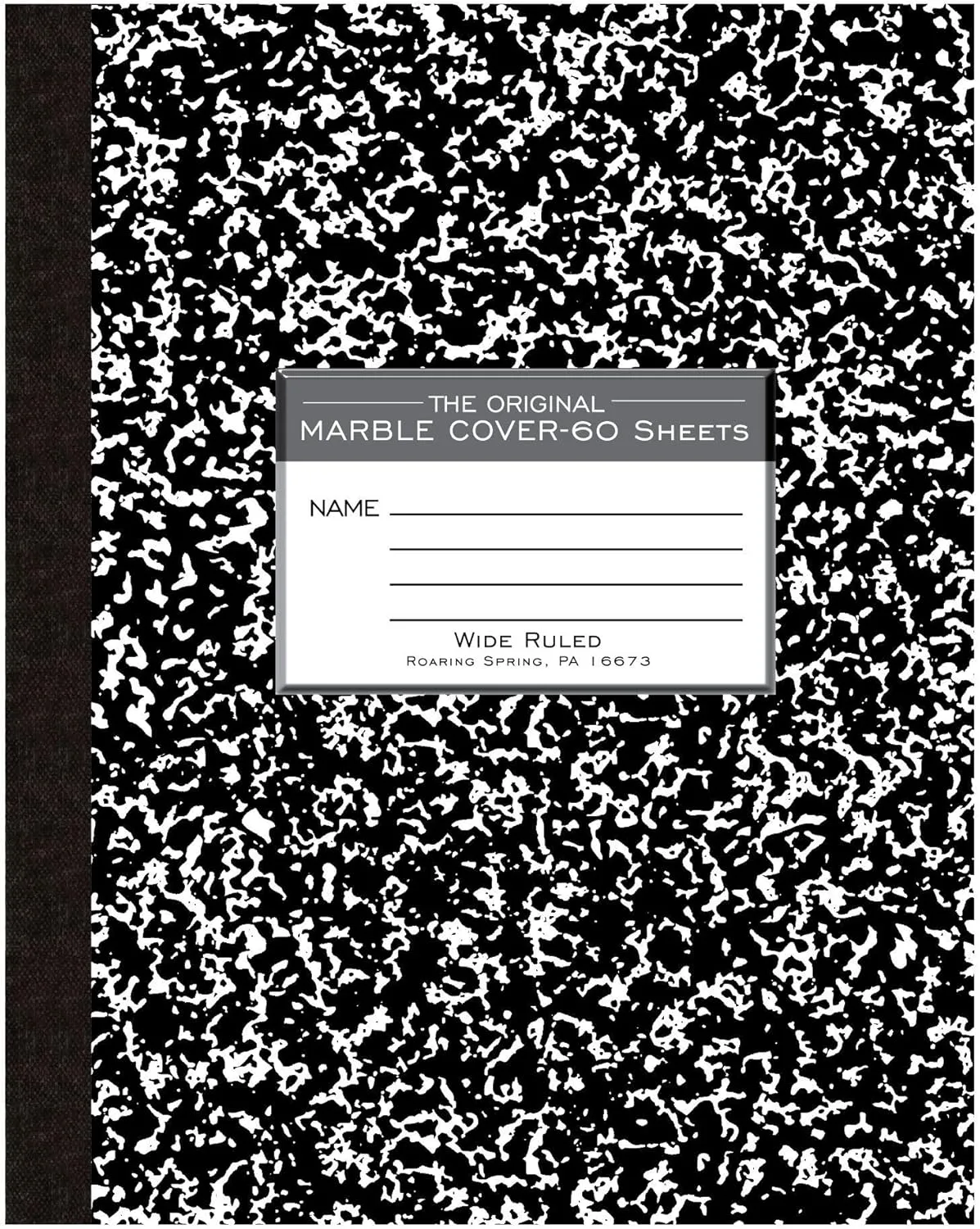 Roaring Spring Marble Cover Composition Book, Wide/Legal Rule, Black Marble, 10 x 8 inches, 60 Sheets