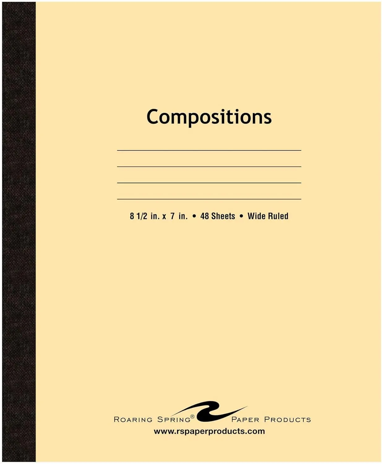 Roaring Spring Composition Notebook, Wide Ruled, 48 Sheets, 15lb White Paper, 8.5"x7", Flexible Manila 7 pt Tagboard Cover