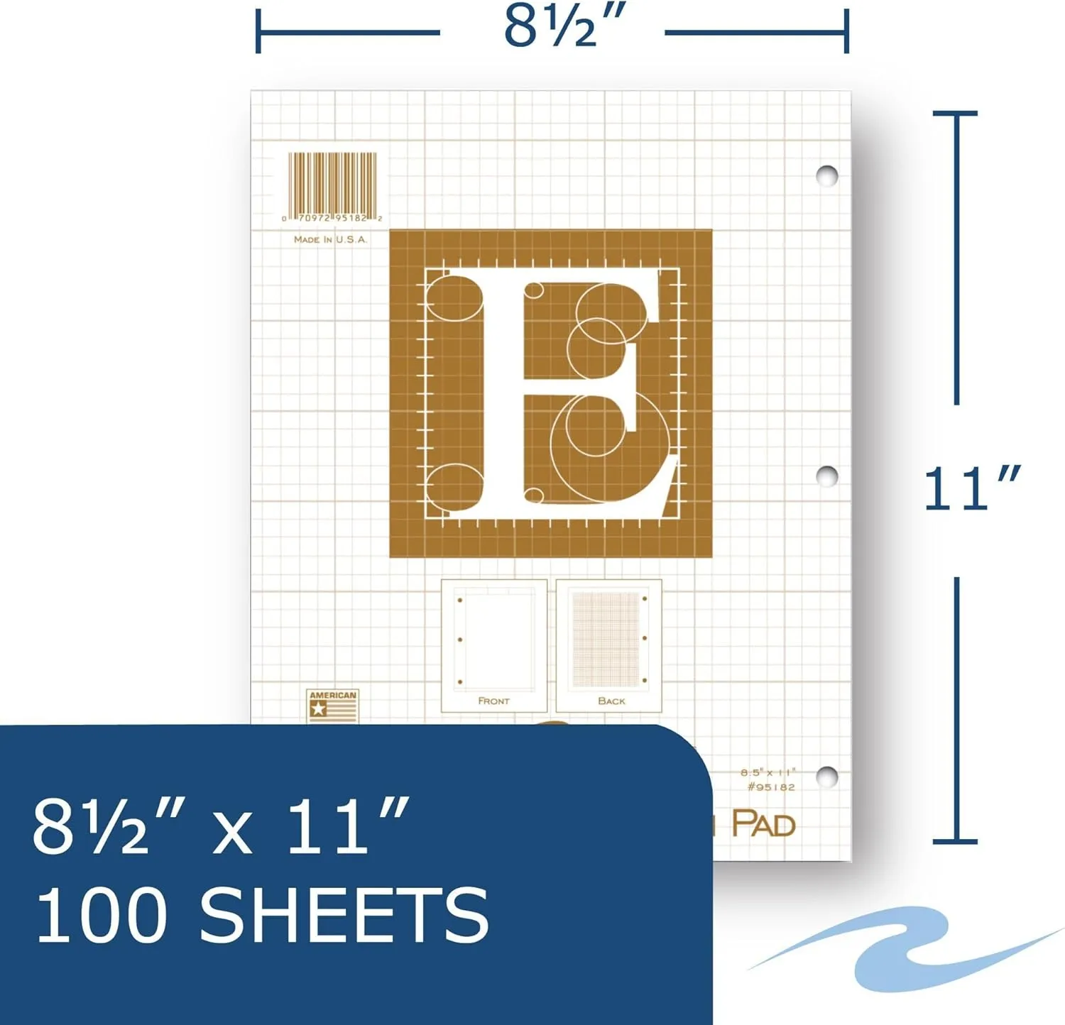 ROARING SPRING Engineering Pad, 8.5" x 11", 100 Sheets 15# Buff Paper, 5x5 Grid