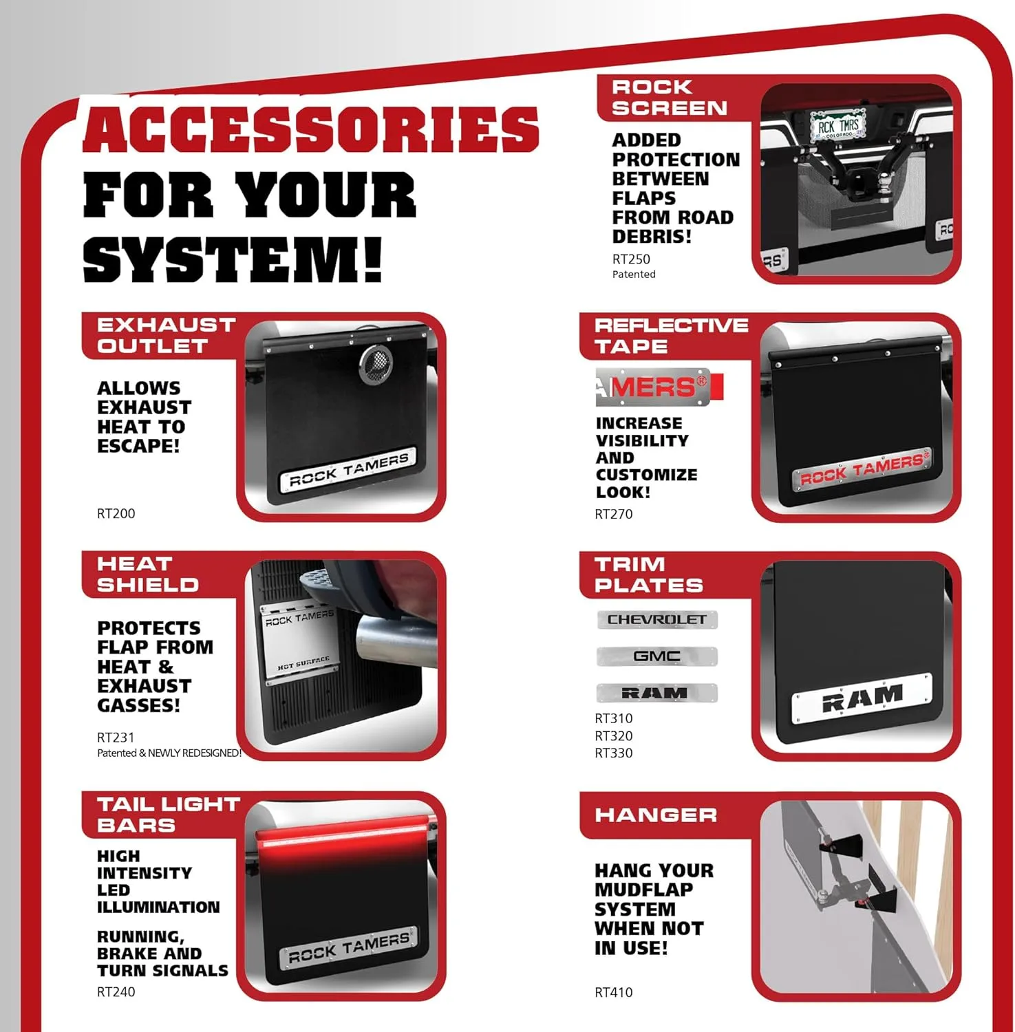 ROCK TAMERS Hub Mudflap System - Adjustable and Removable