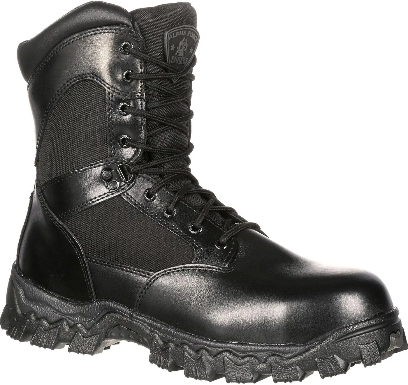 ROCKY Men's Alpha Force Zipper Waterproof Public Service Boots - Black