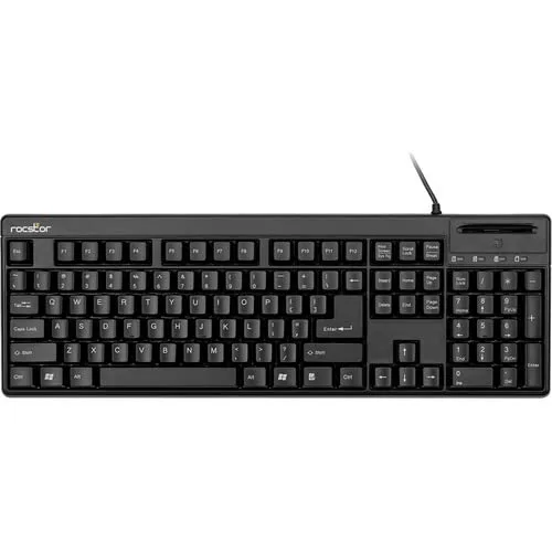 Rocstor KS20T 104-KEY Keyboard with Built-in Smart Card Reader - Common Access C