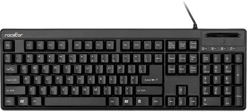 Rocstor KS20T 104-KEY Keyboard with Built-in Smart Card Reader - Common Access C
