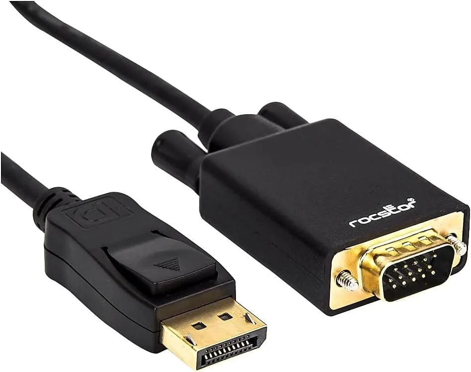 Rocstor Premium 6 Ft Displayport to VGA Cable M/Displayport to VGA Supporting 1920x1200 1080P at 60Hz - DP/VGA Cable