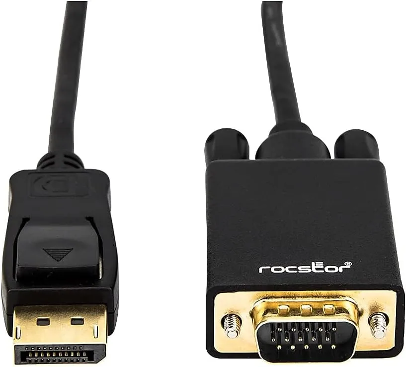 Rocstor Premium 6 Ft Displayport to VGA Cable M/Displayport to VGA Supporting 1920x1200 1080P at 60Hz - DP/VGA Cable