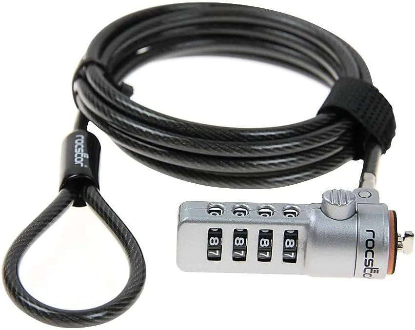 ROCSTORAGE Rocstor Y10C132-B1 Rocbolt Premium Combination Cable Lock - 4-Digit Combination Lock - 6 ft. - for Notebook