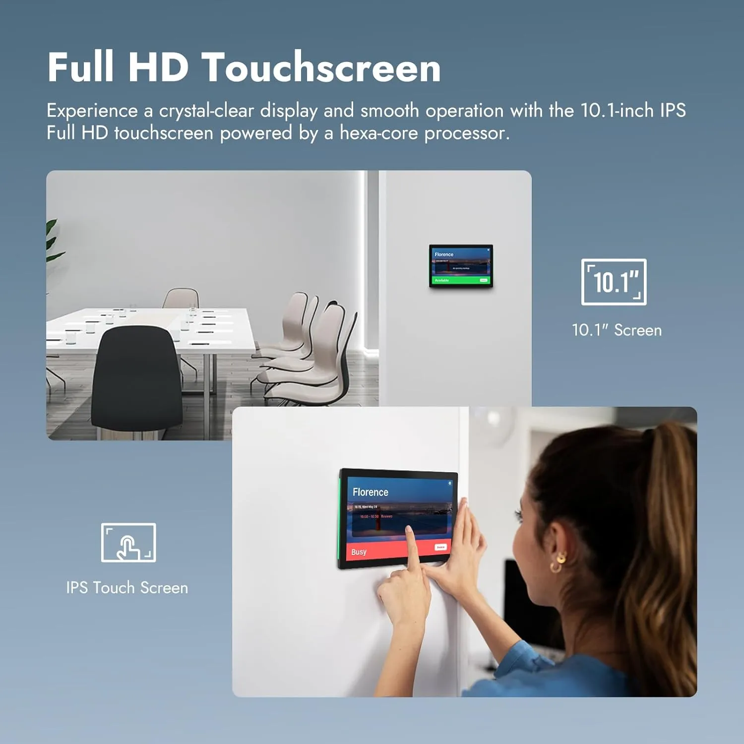 ROCWARE RT13 Touch Panel for Room Scheduling and Meeting Control