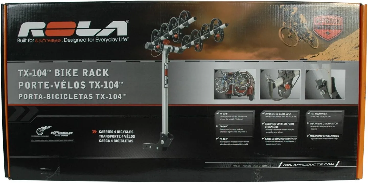 ROLA 59401 TX Hitch Mount 4-Bike Carrier with Tilt & Security