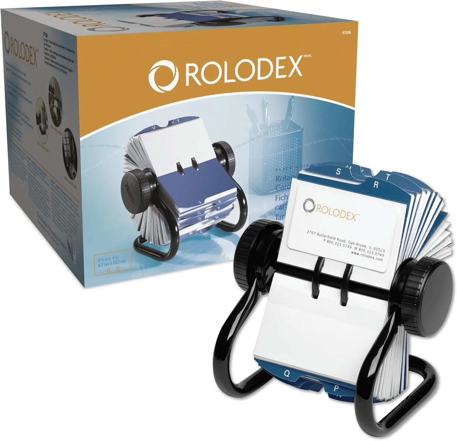 ROLODEX Rotary A-Z Card File - Open Rotary Desk Organizer, Black