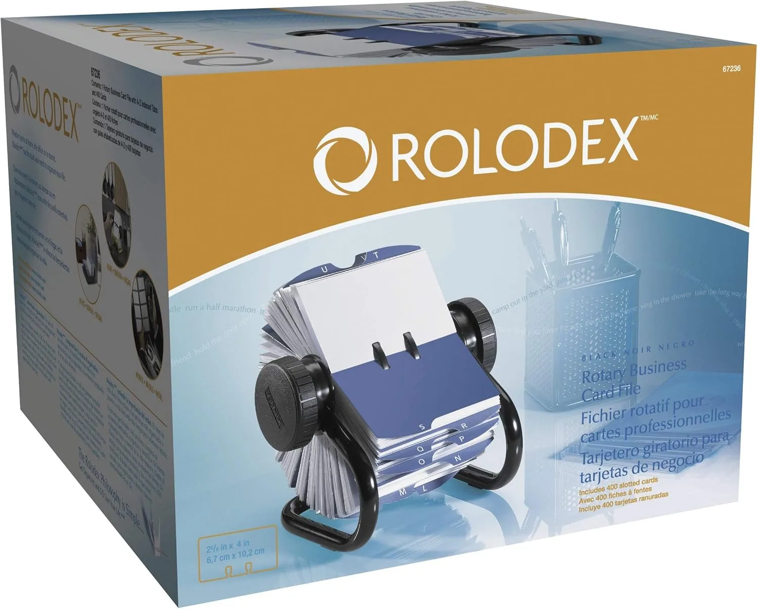ROLODEX Rotary A-Z Card File - Open Rotary Desk Organizer, Black