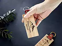 Large Wood Tag Keyring