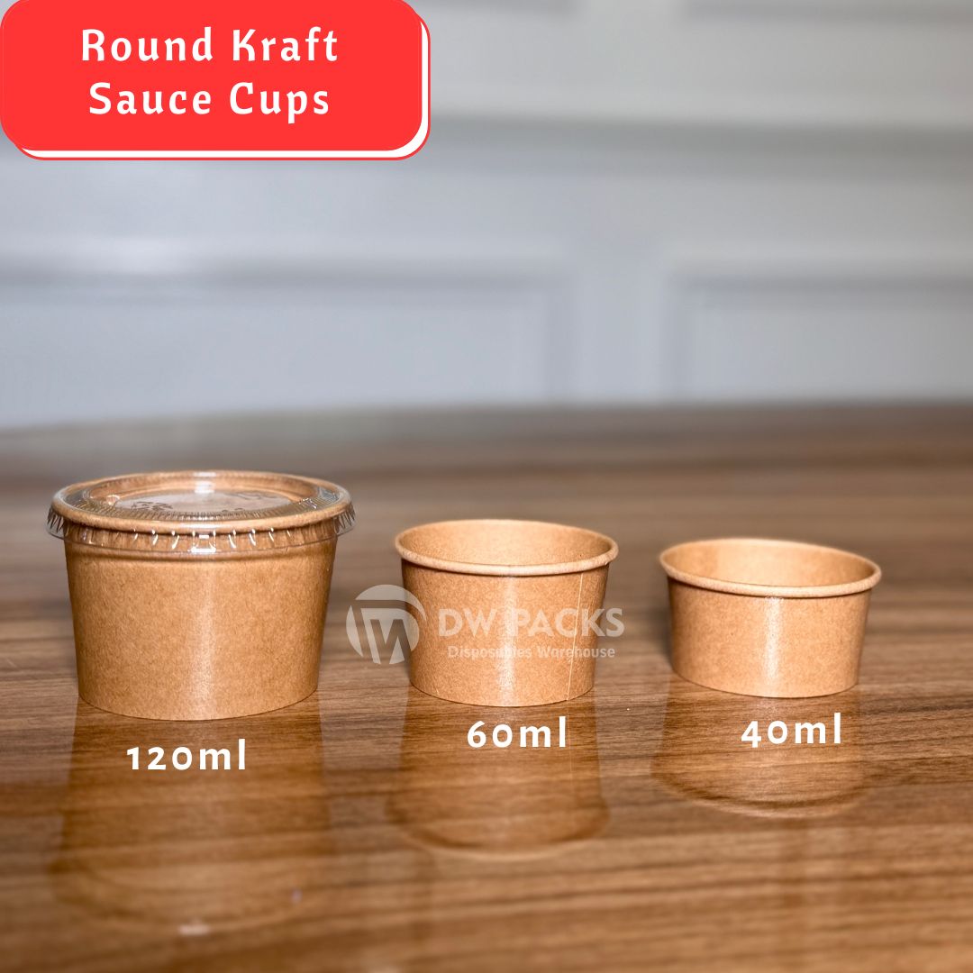 ROUND KRAFT SAUCE CUPS WITH CLEAR LID (50ML/90ML)