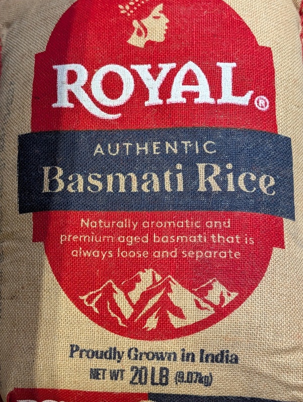 20lb bag of Royal Basmati Rice, naturally aged and sourced from the Himalayan foothills.