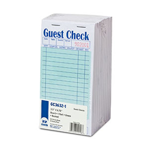 AmerCareRoyal Guest Check Board Green 1 Part 15 Lines 50 Sheets 5 / 10 cs