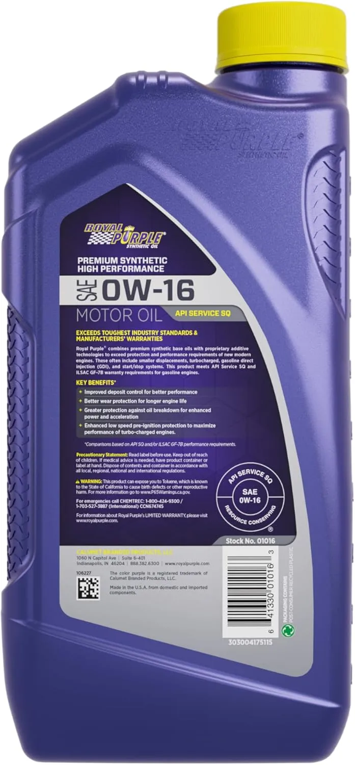 Royal Purple 0W16 Synthetic Motor Oil - 1 Quart Bottle