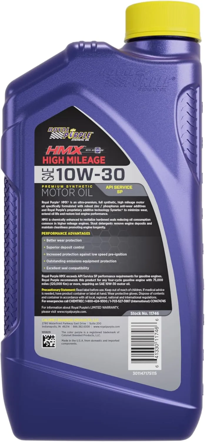 Royal Purple 11746 HMX SAE 10W-30 High-Mileage Synthetic Motor Oil - 1 Quart
