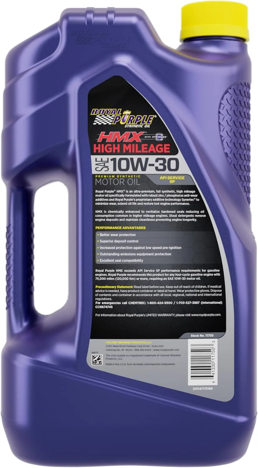 Royal Purple 11750 HMX SAE 10W-30 High-Mileage Synthetic Motor Oil - 5 qt.