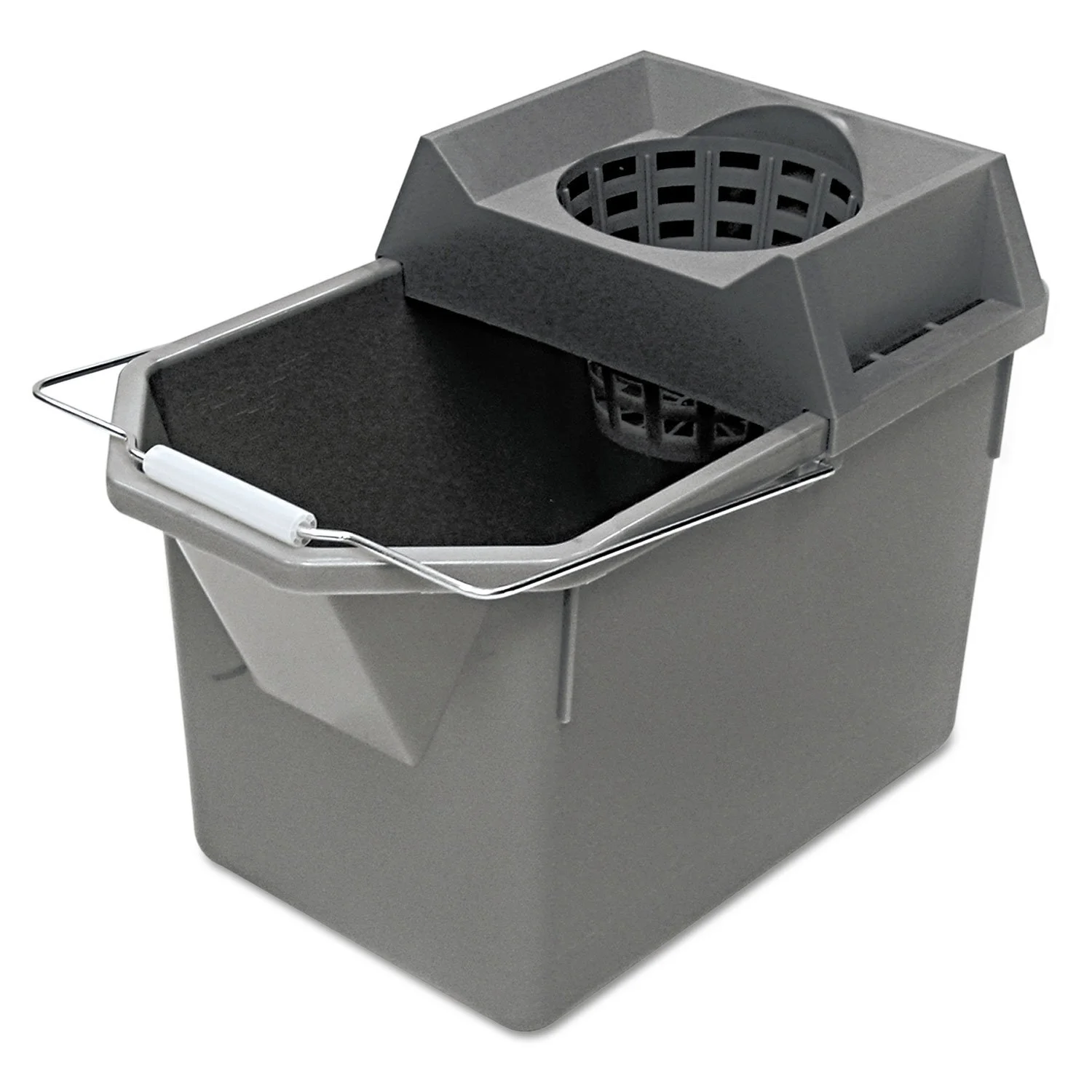 Rubbermaid Commercial Products, 15-Quart Lightweght Pail/Mop Bucket with Mop Strainer/Wringer Combo, Gray