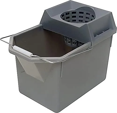 Rubbermaid Commercial Products, 15-Quart Lightweght Pail/Mop Bucket with Mop Strainer/Wringer Combo, Gray