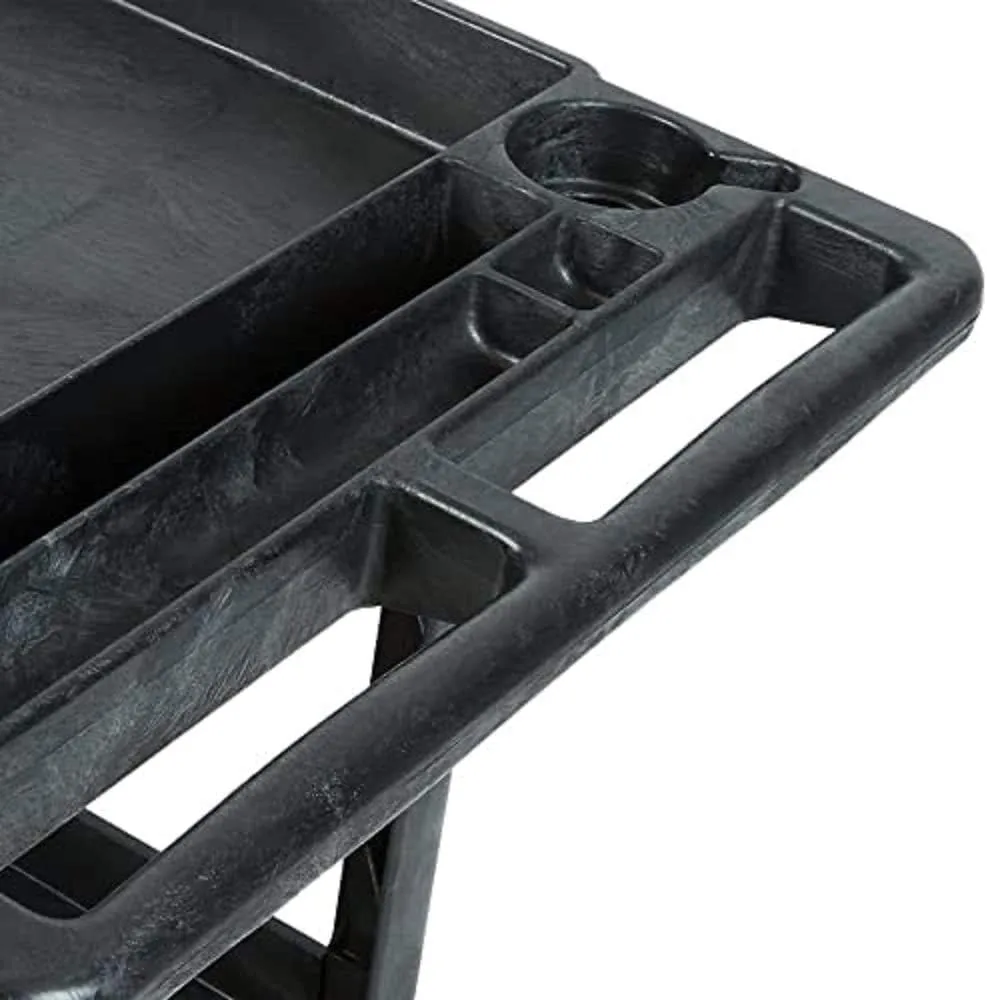 Rubbermaid Commercial Products 2-Shelf Utility/Service Cart, Medium, Black, Lipped Shelves, Ergonomic Handle