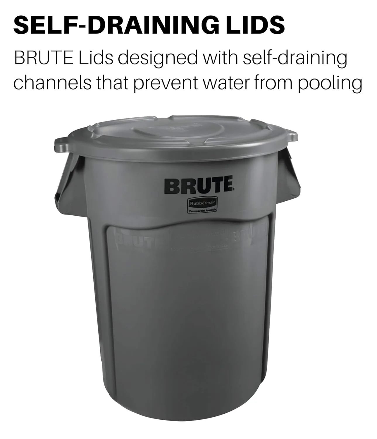 Rubbermaid Commercial Products BRUTE Heavy-Duty Round Trash/Garbage Lid, 32-Gallon, Red