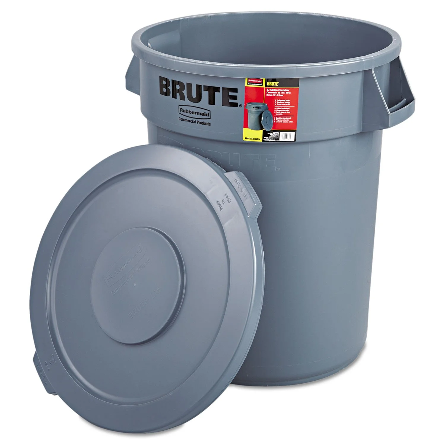 Rubbermaid Commercial Brute Container with Lid, 32 Gallon, Gray