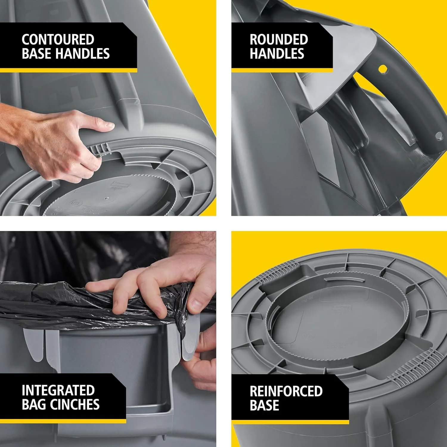 Rubbermaid Commercial Products BRUTE Heavy-Duty Round Trash/Garbage Can with Venting Channels, 32-Gallon, Black