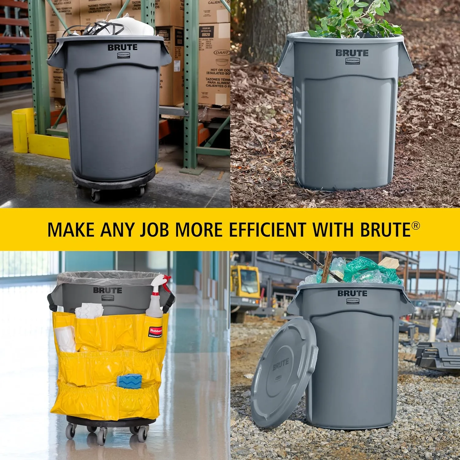 Rubbermaid Commercial Products BRUTE Heavy-Duty Round Trash/Garbage Can with Venting Channels, 32-Gallon, Black