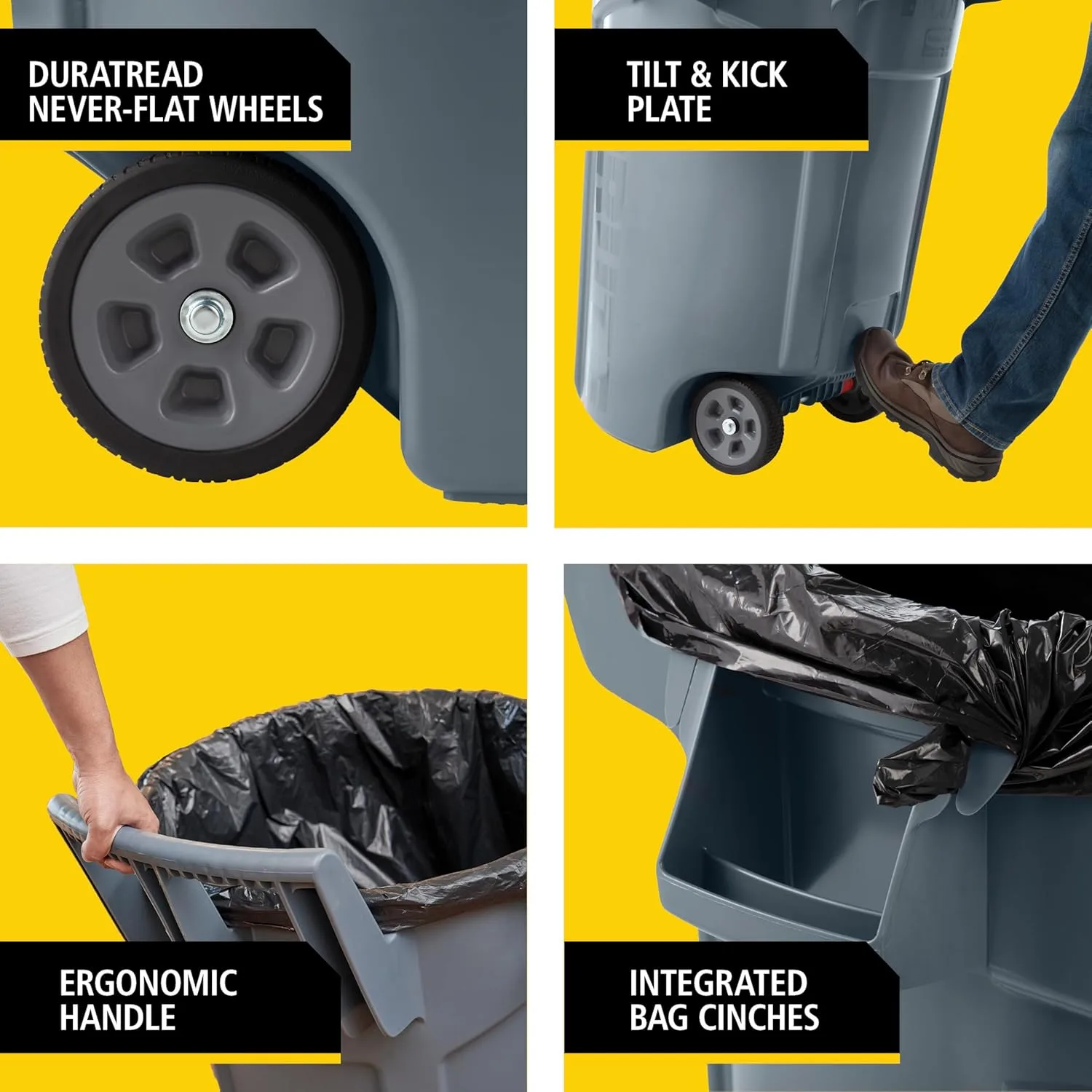 Rubbermaid Commercial Products Vented Wheeled BRUTE Trash Container, 44 Gal Gray