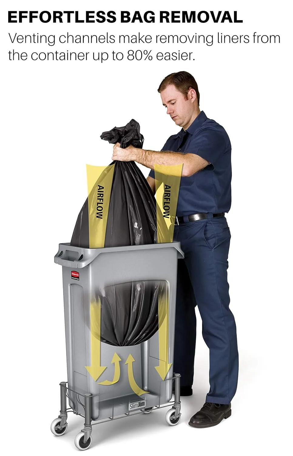 RUBBERMAID COMMERCIAL Slim Jim Vented Rectangular Trash Can, 23 Gallon