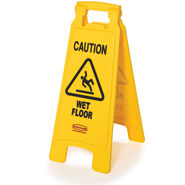 Rubbermaid "Caution Wet Floor" Sign Yellow 26" 2-Sided English Only 1 / ea