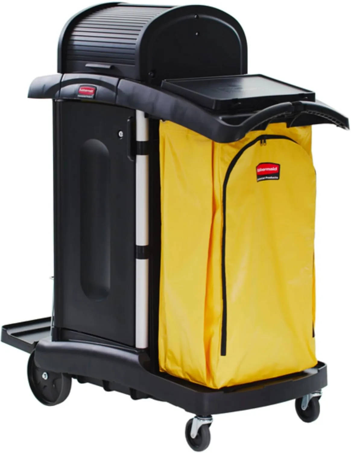Rubbermaid Commercial High Security Housekeeping Janitorial Cart with Wheels, Yellow Vinyl Bag
