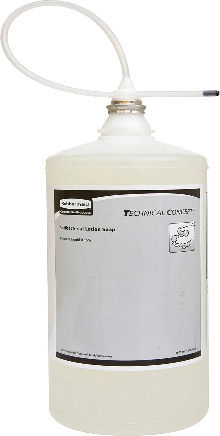 Rubbermaid Commercial Products OneShot Antibacterial Lotion Hand Soap Refill, 800mL, Compatible with RCP's Touchless OneShot Lotion Dispensers, for Restrooms in Offices/Hotels/Airports