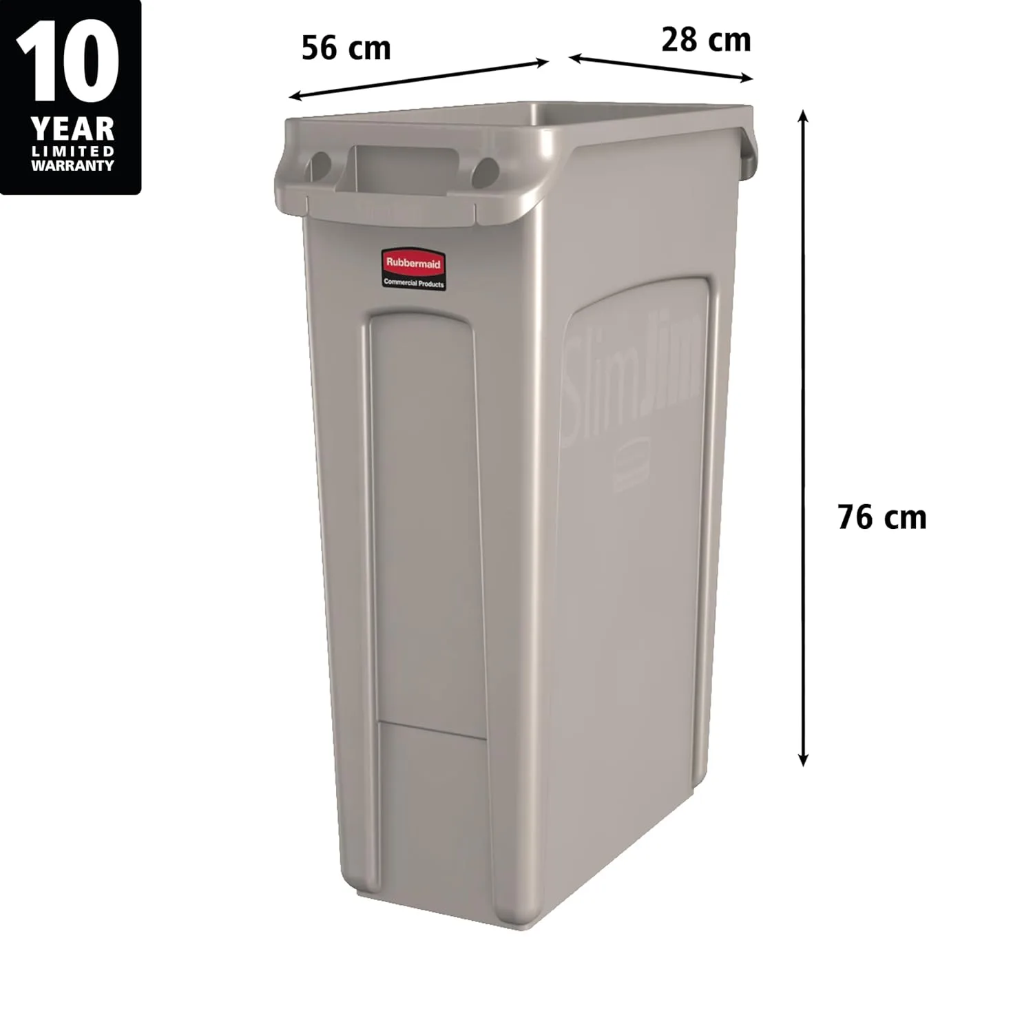 RUBBERMAID COMMERCIAL Slim Jim Vented Rectangular Trash Can, 23 Gallon