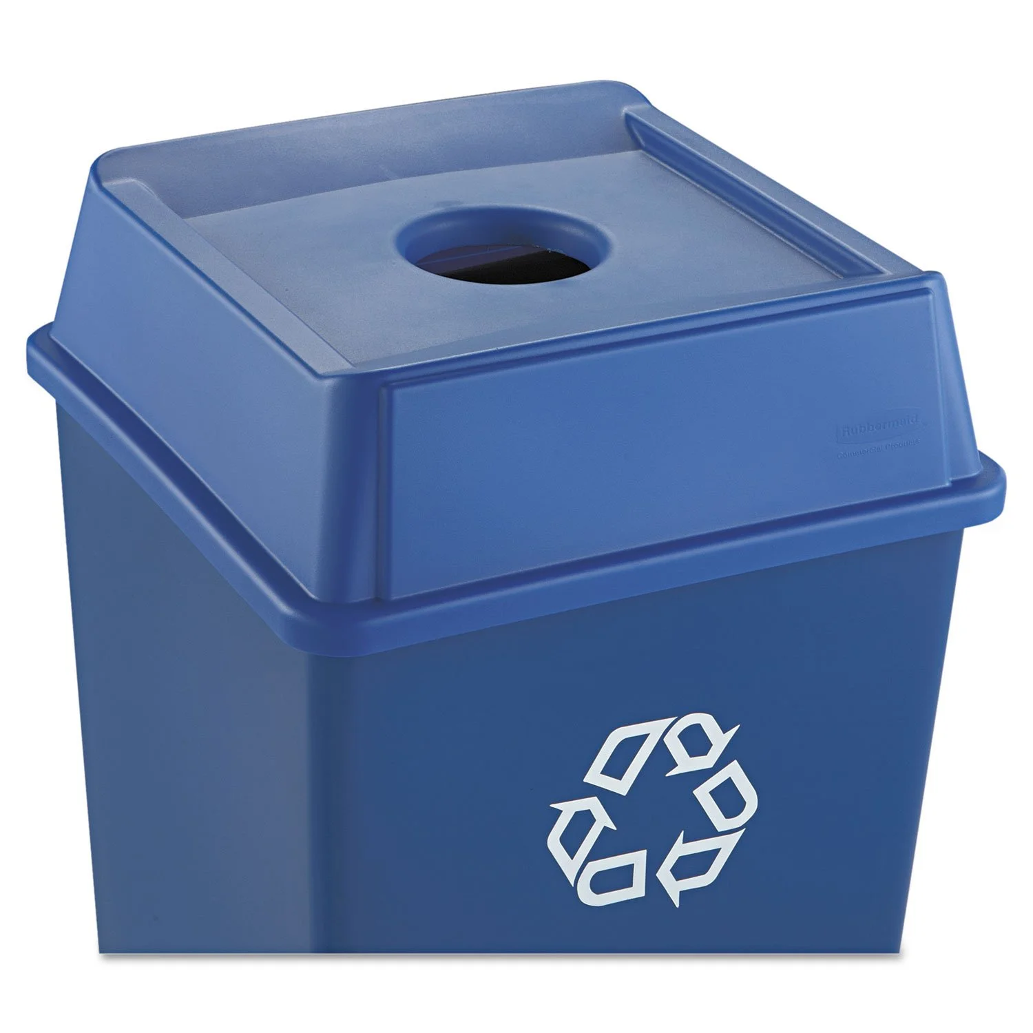 Rubbermaid Commercial Products Untouchable Square Bottle/Can Recycling Lid for 35G & 50G Containers, Blue Recycling