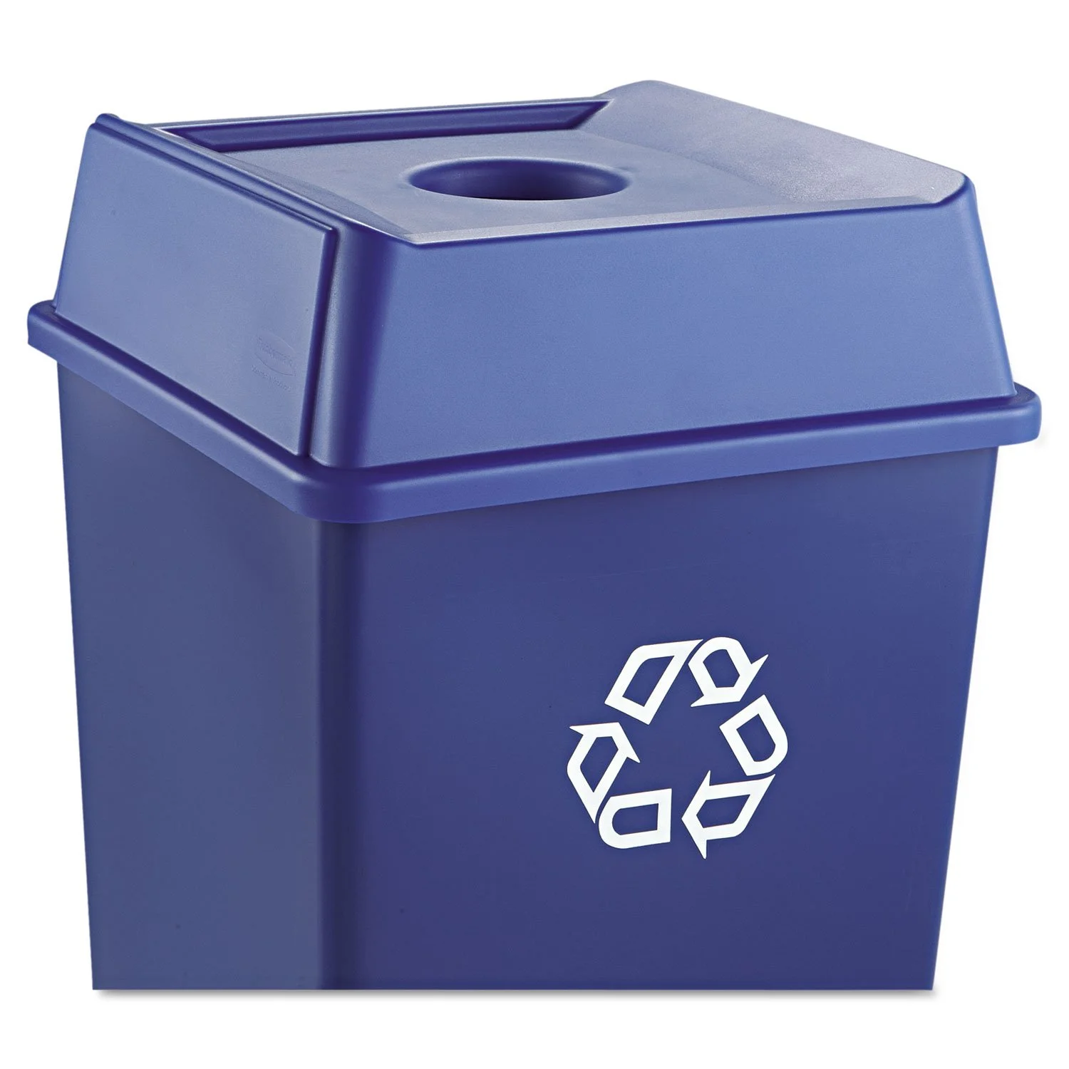 Rubbermaid Commercial Products Untouchable Square Bottle/Can Recycling Lid for 35G & 50G Containers, Blue Recycling