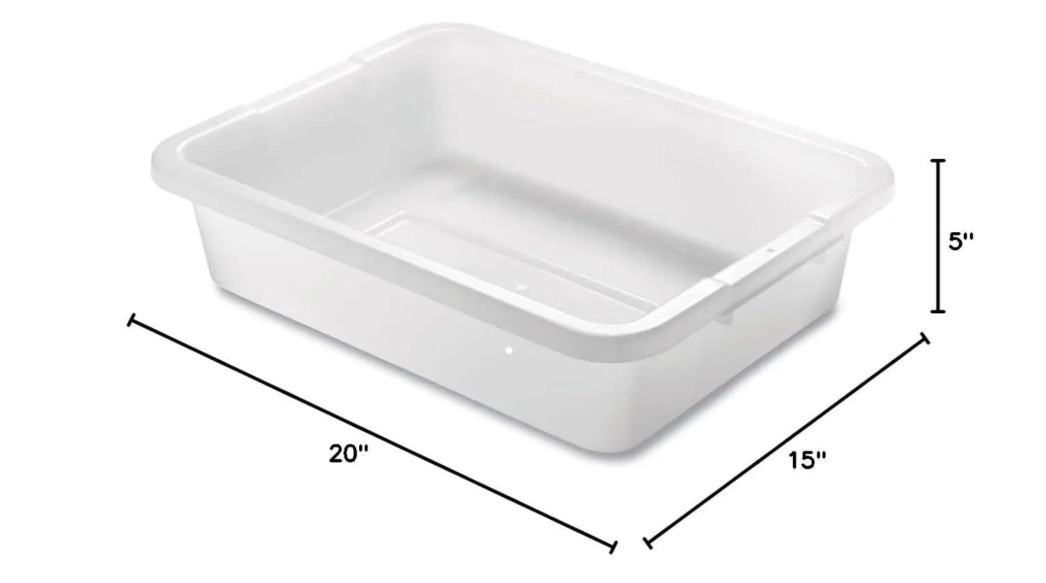 Rubbermaid Commercial FG334992WHT Bus/Utility Tote Box, 20 x 15 x 5 in, 4.63 gal, White