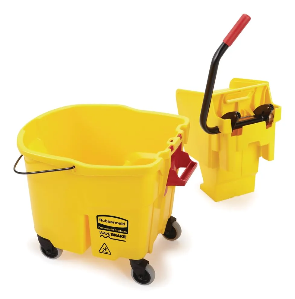 Rubbermaid WaveBrake 35 Qt Side-Press Mop Bucket & Wringer Combo - Yellow