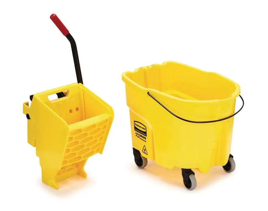 Rubbermaid WaveBrake 35 Qt Side-Press Mop Bucket & Wringer Combo - Yellow