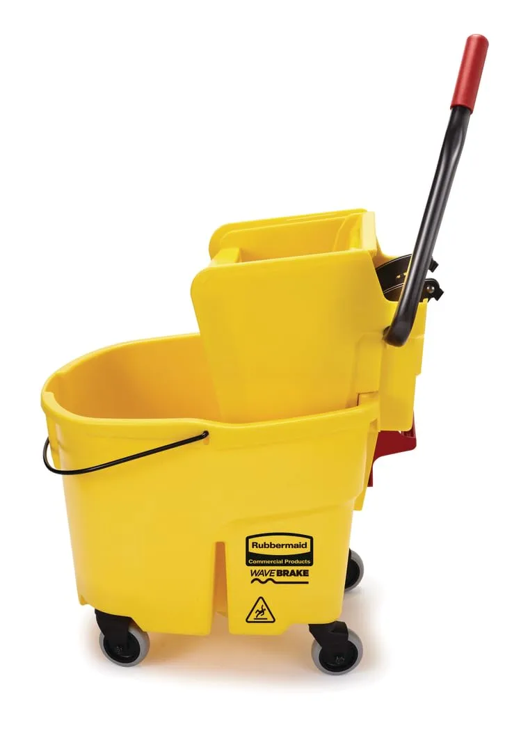 Rubbermaid WaveBrake 35 Qt Side-Press Mop Bucket & Wringer Combo - Yellow